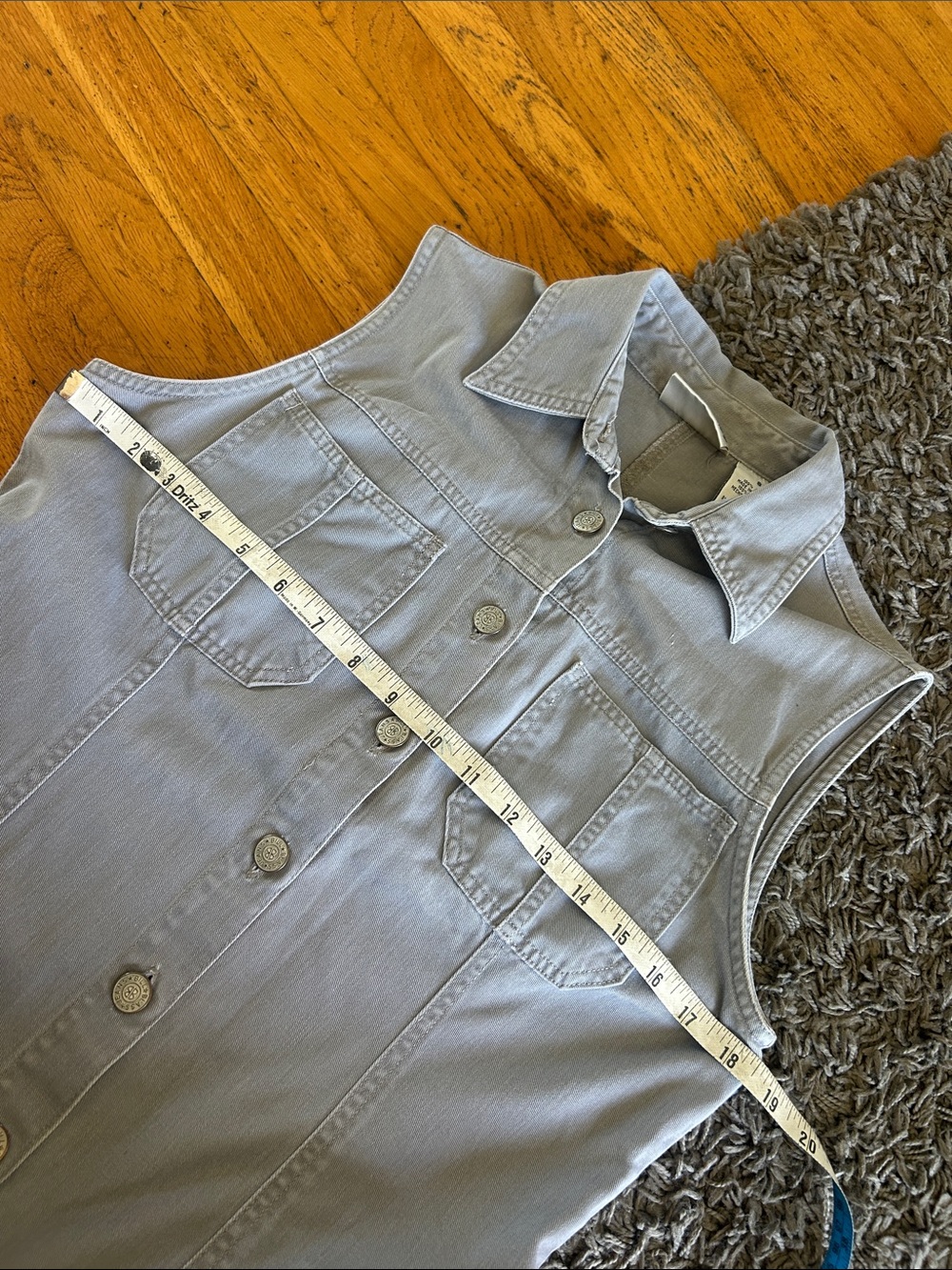 Bill Blass Jeans Vintage Sleeveless Button-Front Denim Dress in Light Gray Sz 8 - Picture 7 of 9